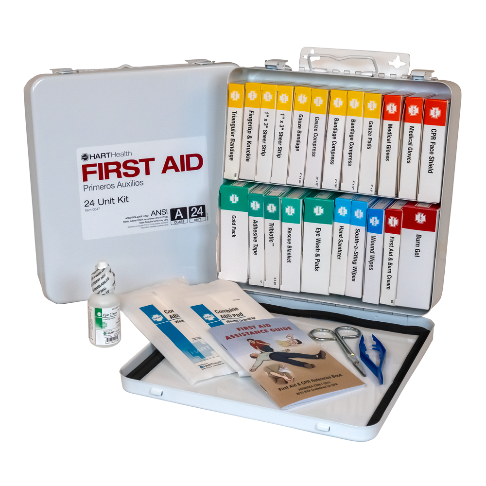 24 Unit First Aid Kit, ANSI 2021 Class A, Metal Box