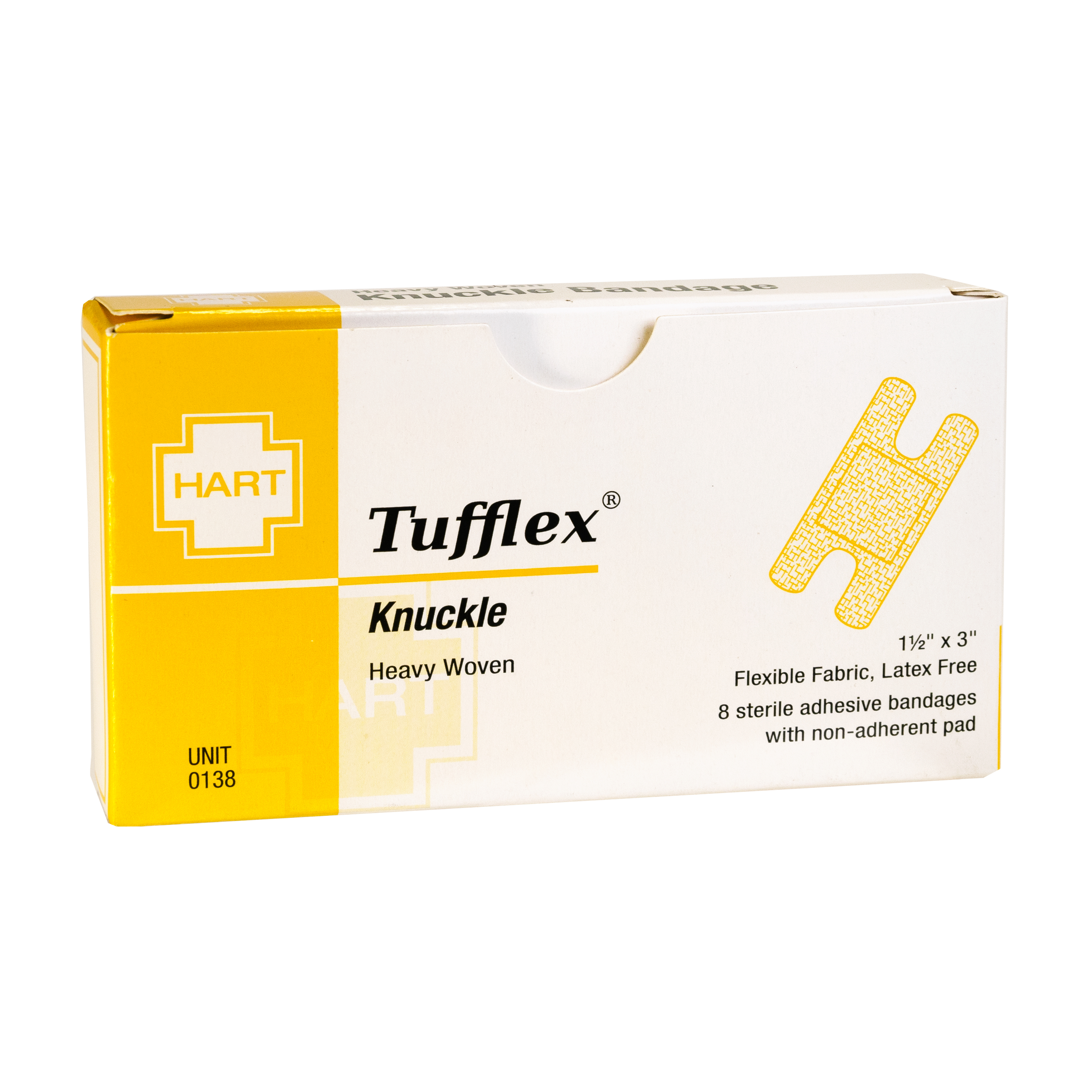 Elastic Knuckle Adhesive Bandages, Heavy Woven Cloth, 1-1/2' x 3', 8 per unit
