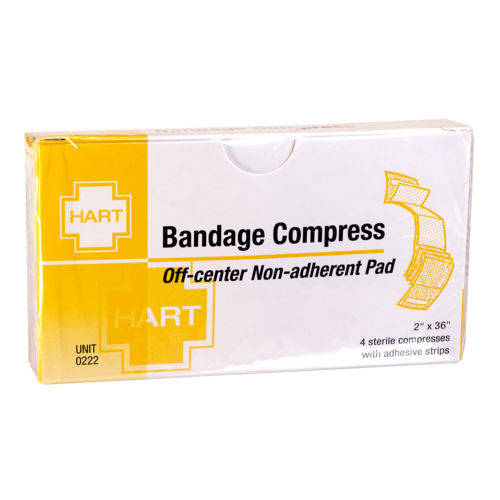 Sterile Bandage Compress, Non Adherent Pad with Adhesive Strips, 2', 4 per unit