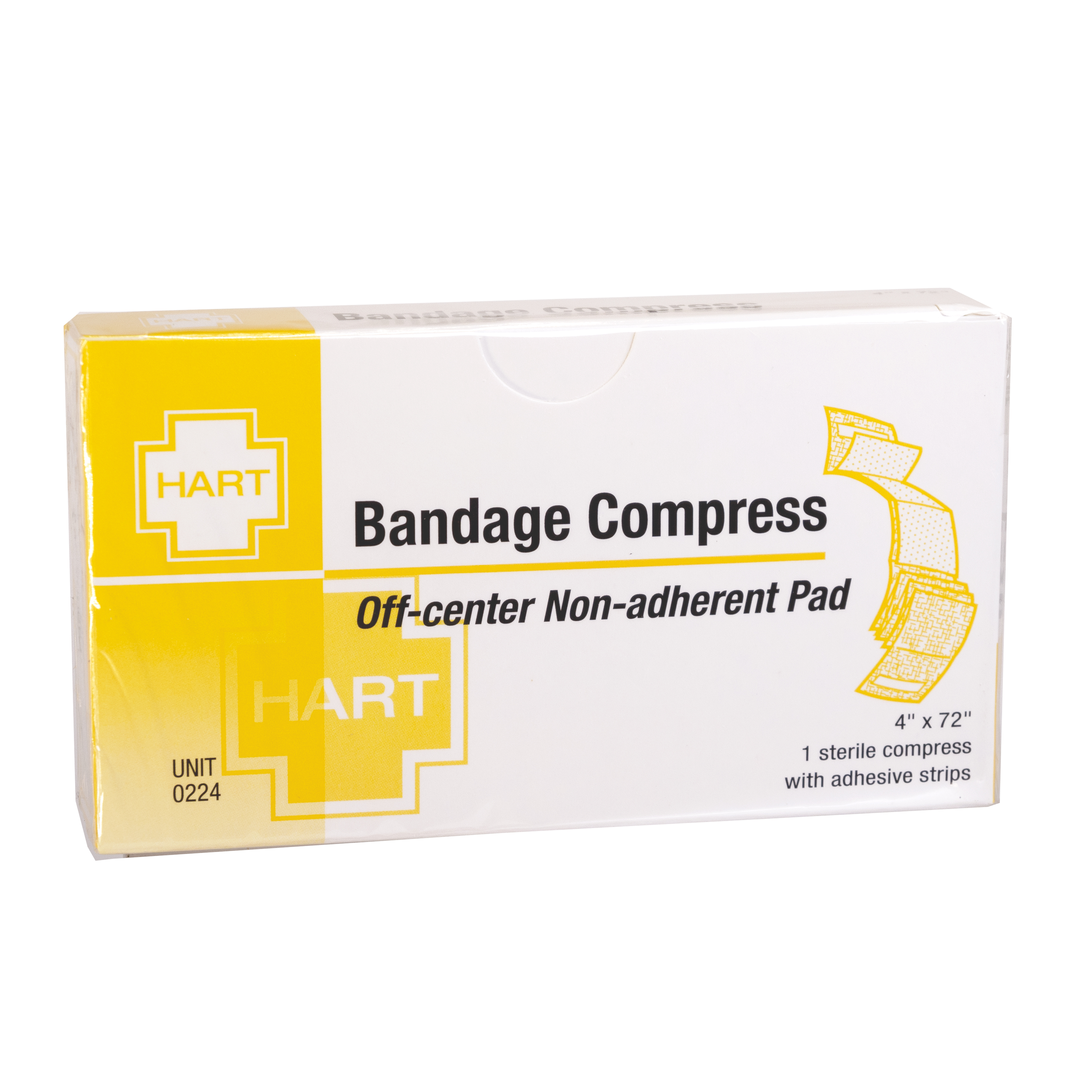 Sterile Bandage Compress, Non Adherent Pad with Adhesive Strips, 4', 1 per unit