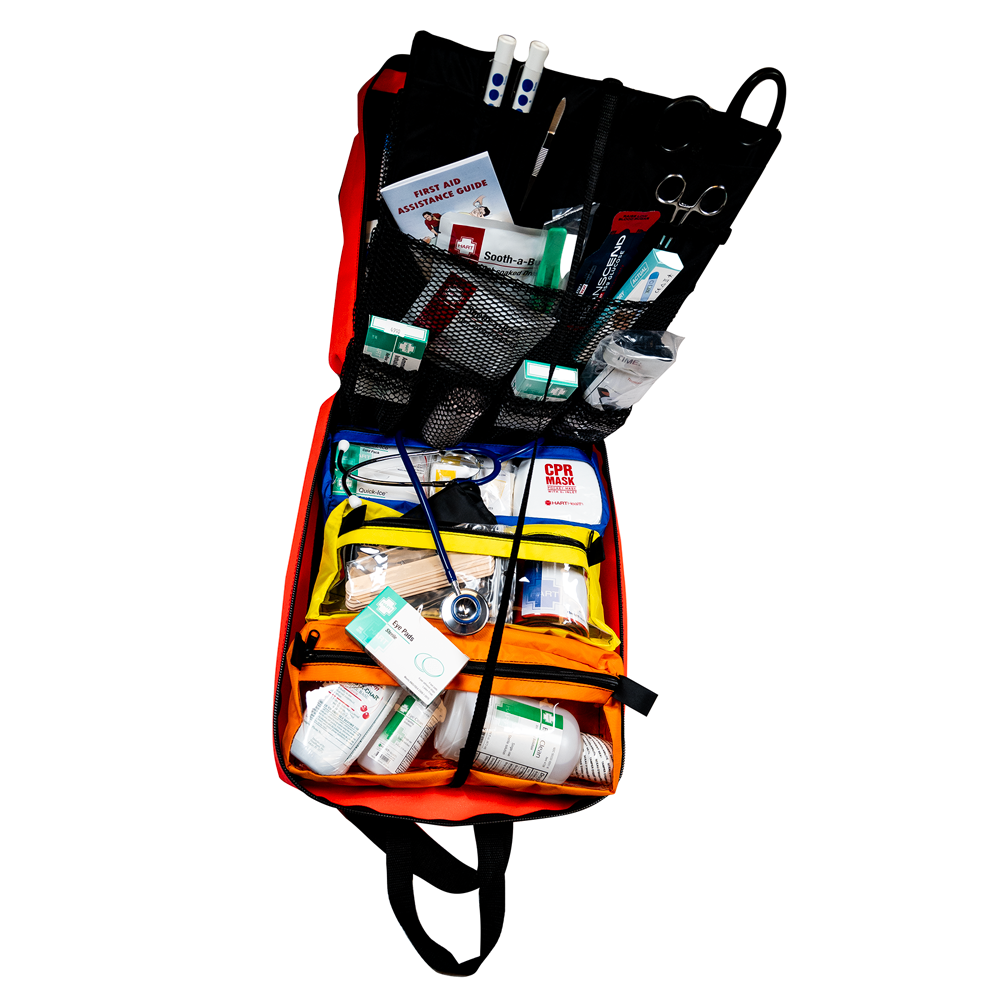 EMT Trauma Kit, EMS First Aid Backpack, Clam Shell Type Bag, Orange