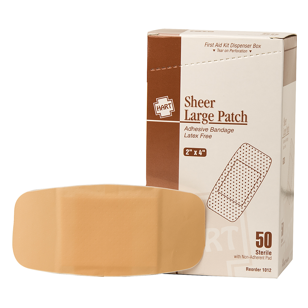 Sheer Large Patch Adhesive Bandages, 2' x 4', 50 per box