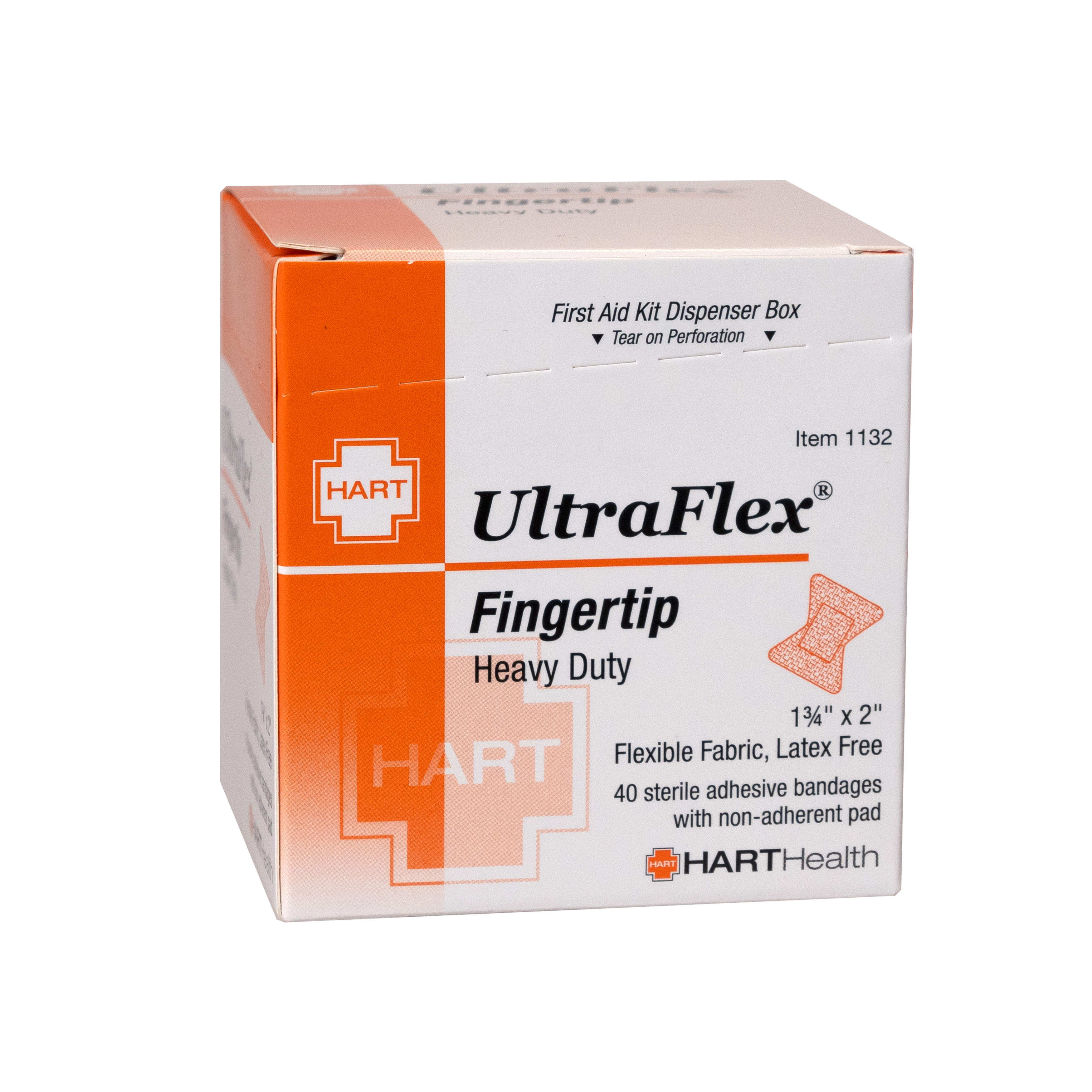 UltraFlex, Elastic Fingertip Adhesive Bandages, Heavy Woven Cloth, 1-3/4' X 2', 40 per box