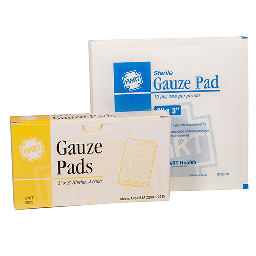 Sterile Gauze Pads, 3" x 3", 4 per unit