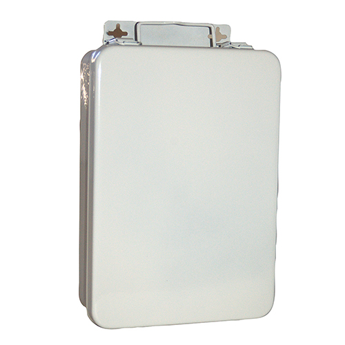 16 Unit First Aid Kit Box, Metal, White, Empty