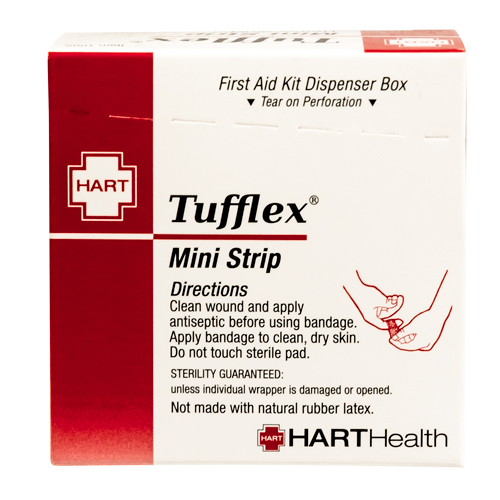 Tufflex, Mini Strip Adhesive Bandages, Heavy Woven Elastic Cloth, 5/8" x 1-1/2", 50 per box
