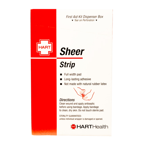 Sheer Strip Adhesive Bandages, 3/4" x 3", 50 per box