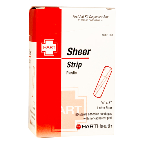 Sheer Strip Adhesive Bandages, 3/4' x 3', 50 per box