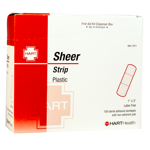 Sheer Strip Adhesive Bandages, 1' x 3', 100 per box