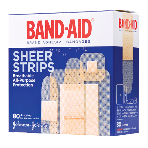 J&J Band-Aid, Assorted Adhesive Bandages, 80 per box