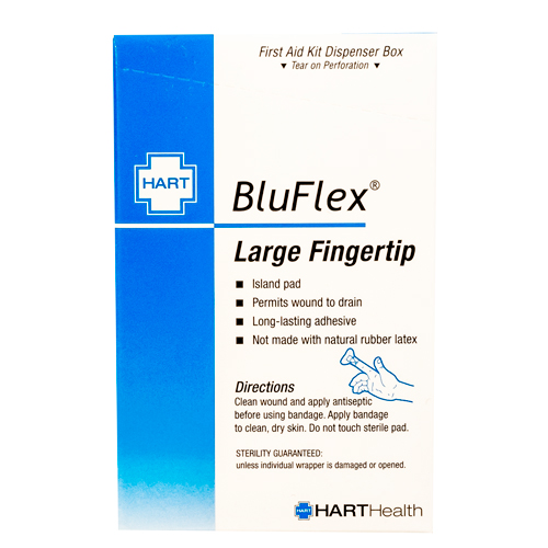 BluFlex, Blue Large Fingertip Adhesive Bandages, Light Woven Elastic Cloth