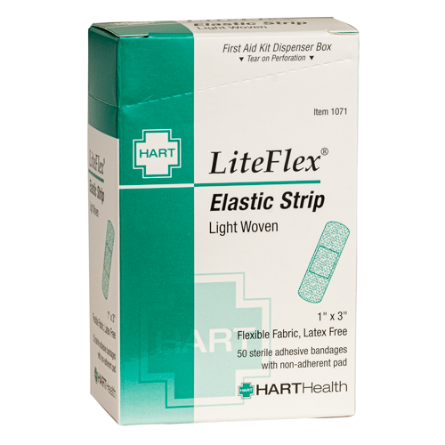 LiteFlex, Elastic Strip Adhesive Bandages, Light Woven Cloth, 1" x 3", 50 per box