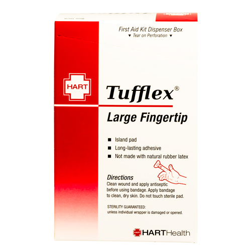 Tufflex, Large Fingertip Adhesive Bandages, Heavy Woven Elastic Cloth, 1-3/4" x 3", 25 per box