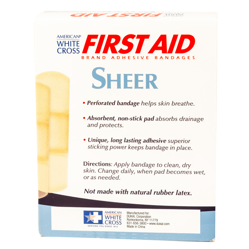 White Cross First Aid, Assorted Sheer Adhesive Bandages, 60 per box
