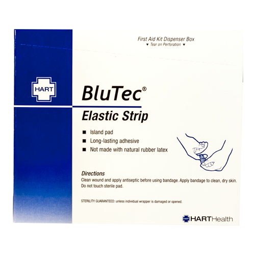 BluTec, Blue Metal Detectable Elastic Strip Bandages, Heavy Woven Cloth, 1" x 3", 100 per box