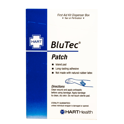 BluTec, Blue Metal Detectable Patch Bandages, Heavy Woven Elastic Cloth, 2" x 3", 25 per box