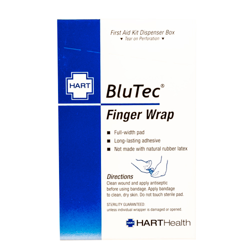 BluTec, Blue Metal Detectable Finger Wrap Bandages, Heavy Woven Elastic Cloth, 3/4" x 4-3/4", 25 per box