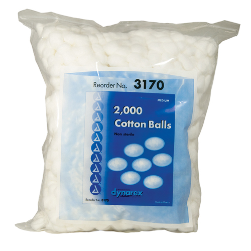 Dynarex Non-sterile Cotton Balls, Medium, 2000 per bag