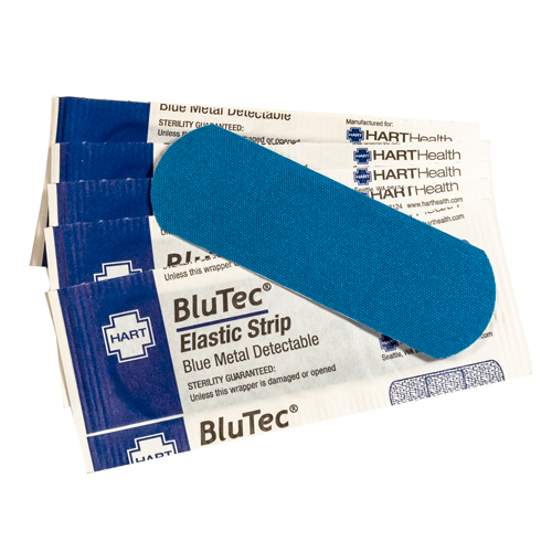 BluTec, Blue Metal Detectable Elastic Strip, Heavy Woven Cloth, 1" x 3", 1000 per case