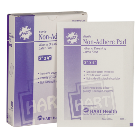 Non-Adherent Wound Pads, Sterile, 3' x 4', 10 per box