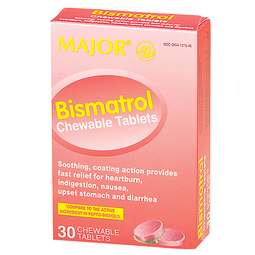Pink Bismuth, Anti-Diarrheal Chewable Tablets, 30 per box