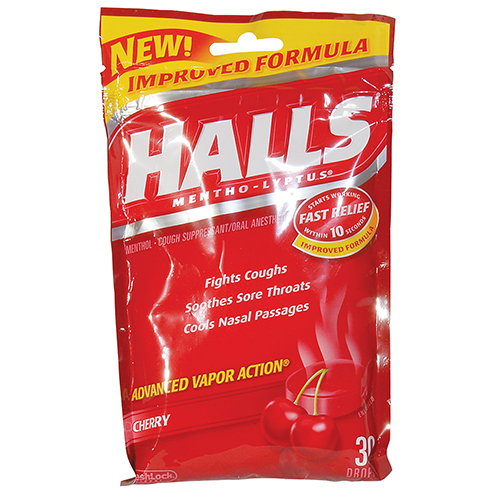 Halls Cough Drops, Cherry, 30 per bag