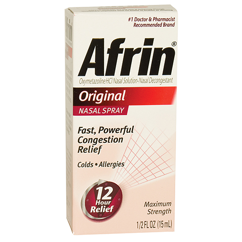 Afrin Nasal Spray, 12 hour Decongestant, 1/2 oz