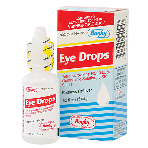 Eye Drops, Tetrahydrozoline, Eye Redness Reliever, 1/2 oz
