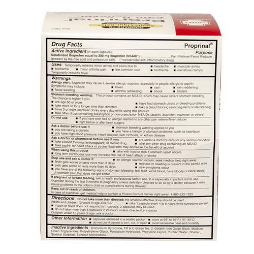 Proprinal Softgel Pain Reliever, Compare to Advil Liqui-gels