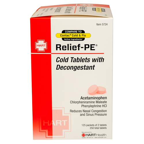 Relief-PE Cold Caplets with Pain Reliever and Decongestant, Compare to Contac Cold & Flu