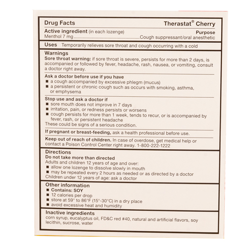Therastat Cough Lozenges, Cherry, Compare to Halls