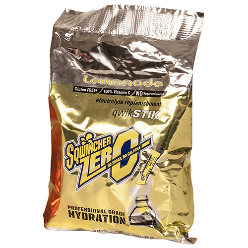 Sqwincher Powder, Qwik Stik, electrolyte replacement, lemonade, 50 per bag
