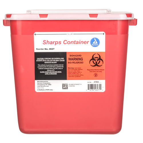 Sharps container, sharps disposal, 2 gallon, each
