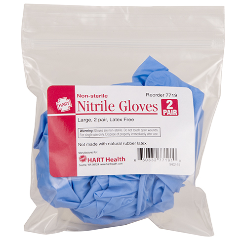 Nitrile Gloves, large, 2 pair per bag