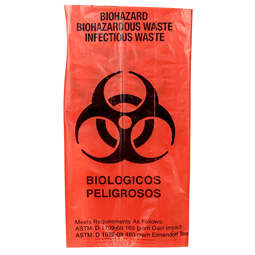 Infectious Waste Bags, biohazard, 7-10 gallon, 100 per box
